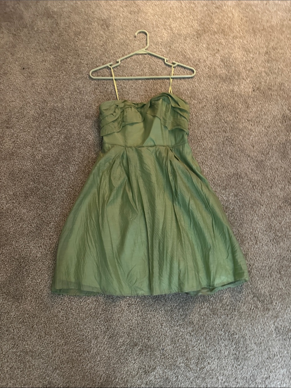 Jessica Simpson Olive Green Strapless Ruffle Cocktail Dress